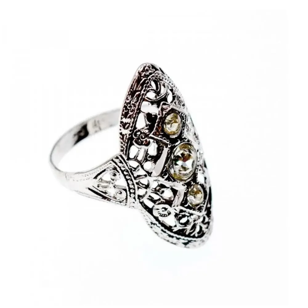 925 Sterling Silver Tourmaline Ring Size 6.5